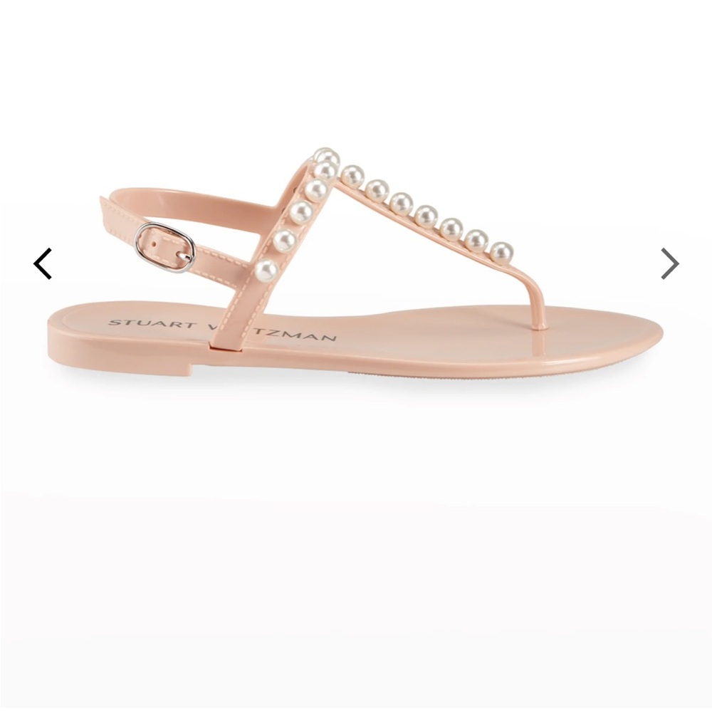 Stuart Weitzman Golden Pearlie Stud jelly sandals